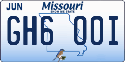 MO license plate GH6O0I