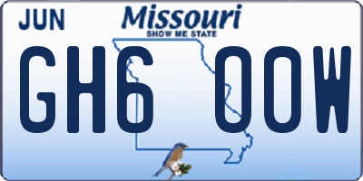 MO license plate GH6O0W