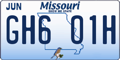 MO license plate GH6O1H