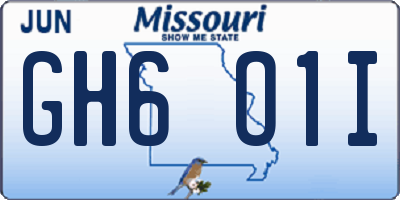 MO license plate GH6O1I