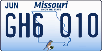 MO license plate GH6O1O