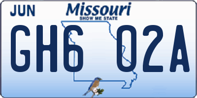 MO license plate GH6O2A
