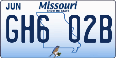 MO license plate GH6O2B