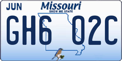 MO license plate GH6O2C