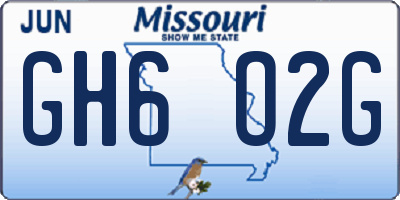 MO license plate GH6O2G