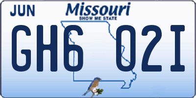 MO license plate GH6O2I