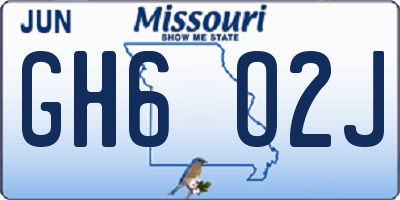 MO license plate GH6O2J