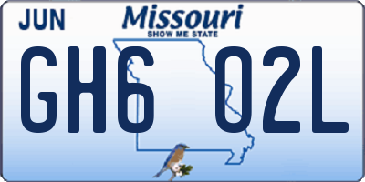 MO license plate GH6O2L