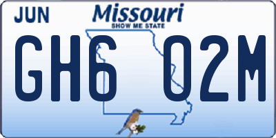 MO license plate GH6O2M