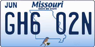 MO license plate GH6O2N