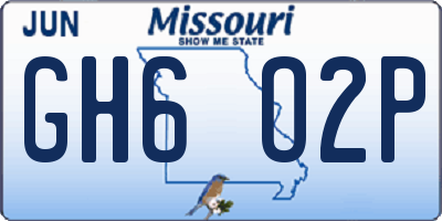 MO license plate GH6O2P