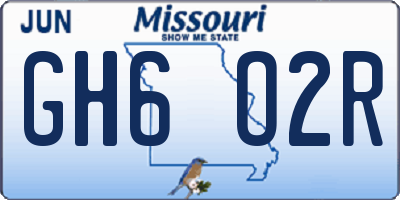 MO license plate GH6O2R