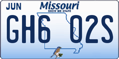 MO license plate GH6O2S