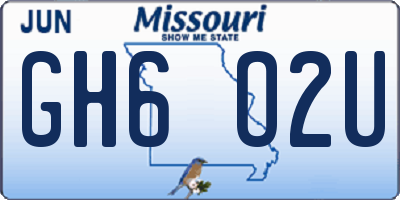 MO license plate GH6O2U