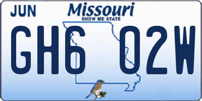 MO license plate GH6O2W