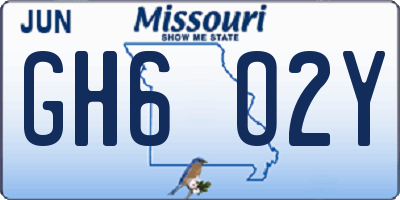 MO license plate GH6O2Y