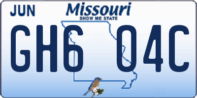 MO license plate GH6O4C