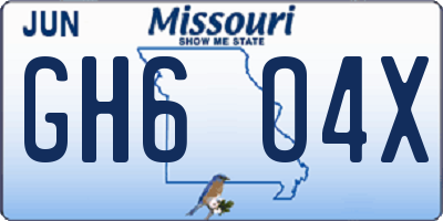 MO license plate GH6O4X