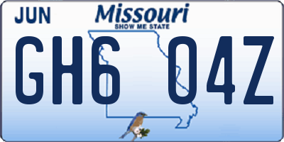 MO license plate GH6O4Z