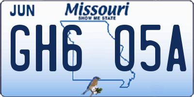 MO license plate GH6O5A