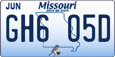 MO license plate GH6O5D