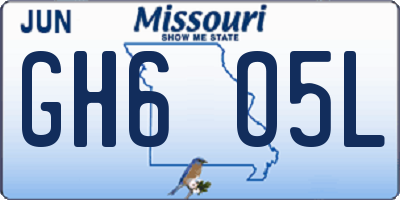 MO license plate GH6O5L