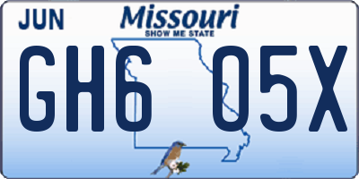 MO license plate GH6O5X