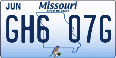 MO license plate GH6O7G