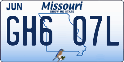 MO license plate GH6O7L