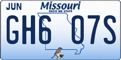 MO license plate GH6O7S