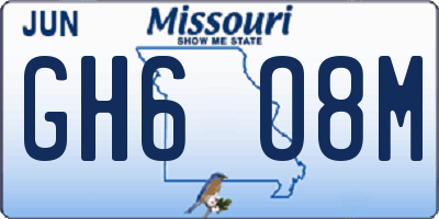 MO license plate GH6O8M