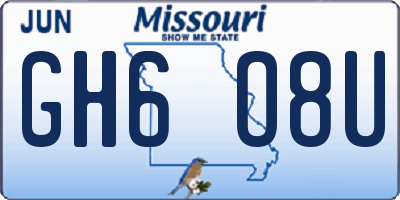 MO license plate GH6O8U