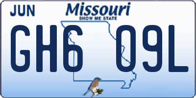 MO license plate GH6O9L