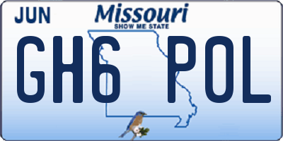 MO license plate GH6P0L