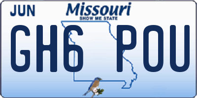 MO license plate GH6P0U
