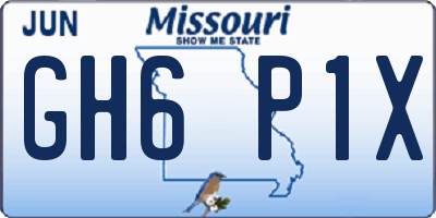 MO license plate GH6P1X