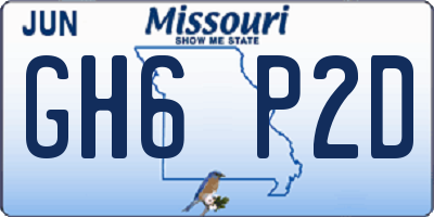 MO license plate GH6P2D