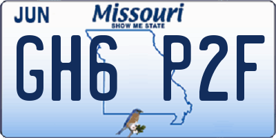 MO license plate GH6P2F