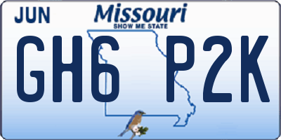 MO license plate GH6P2K