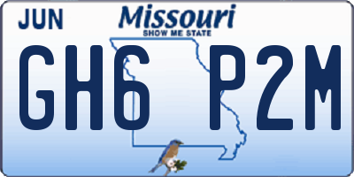 MO license plate GH6P2M