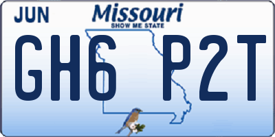 MO license plate GH6P2T