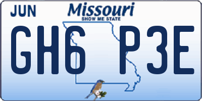 MO license plate GH6P3E