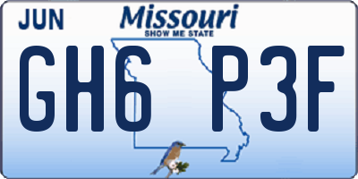 MO license plate GH6P3F