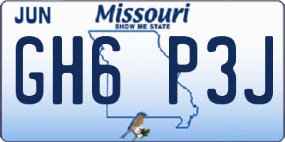 MO license plate GH6P3J