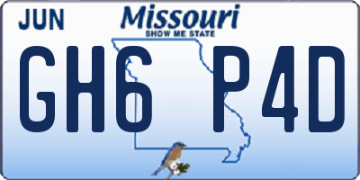 MO license plate GH6P4D