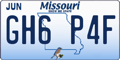 MO license plate GH6P4F