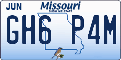 MO license plate GH6P4M