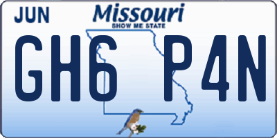 MO license plate GH6P4N