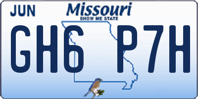 MO license plate GH6P7H