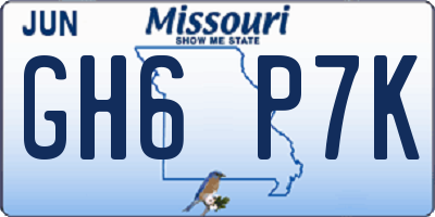 MO license plate GH6P7K